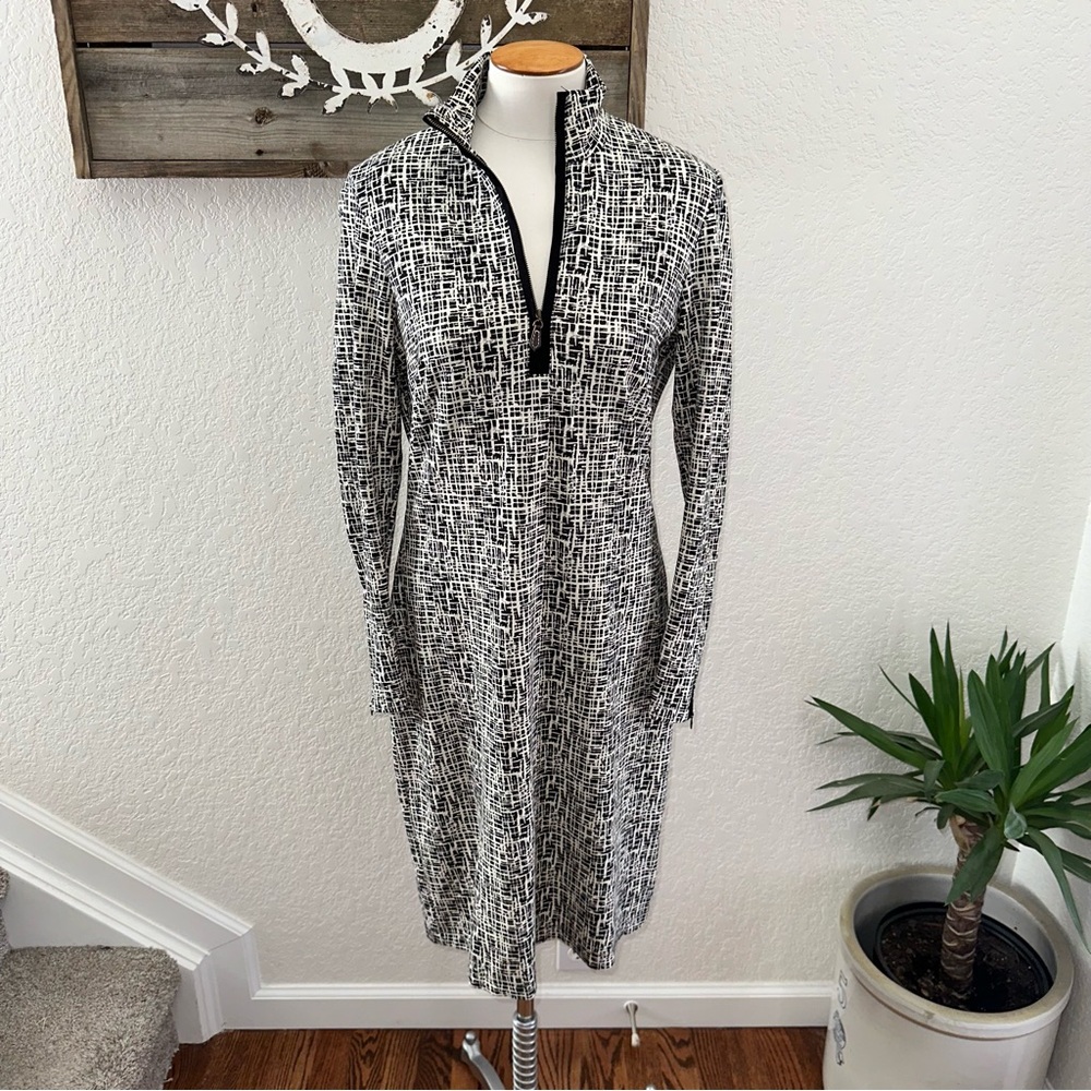 J.MCLAUGHLIN Bedford Black and White Patterned Long sleeve Dress Ladies Size M